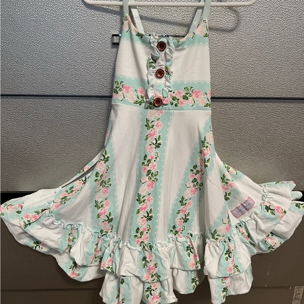 Floral Ruffle Dress with Buttons